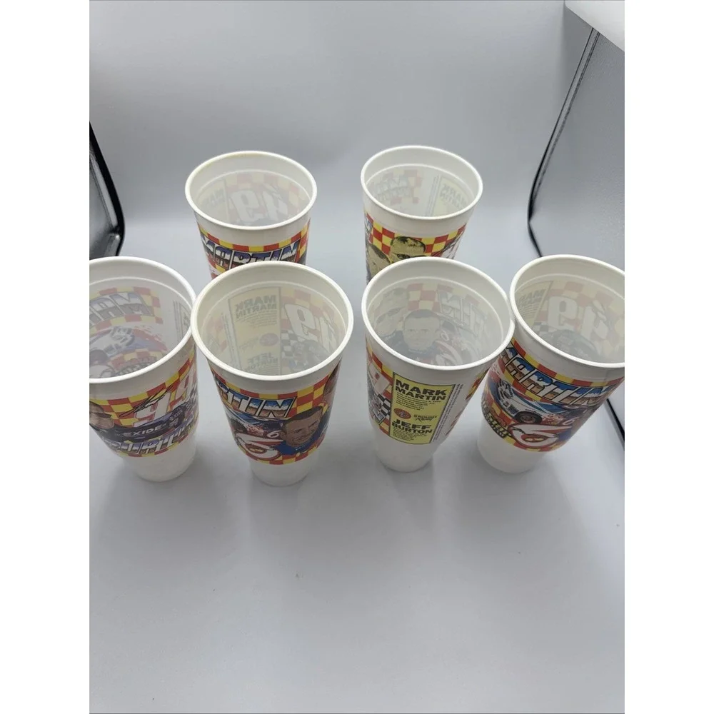 Vintage Hardees All Star‎ Racing Mark Martin Jeff Burton NASCAR Plastic Cups (6)